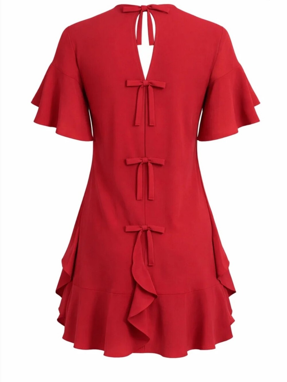 AUTHENTIC Red Valentino Ruffle Sleeve Mini Dress in Red $595 Sz XL